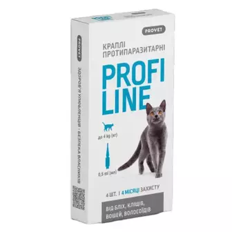 Краплі на холку PROVET Profiline до 4 кг, 4 піпетки