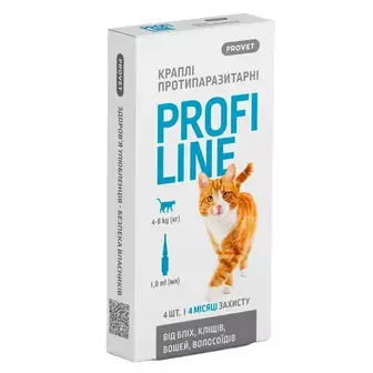 Краплі на холку PROVET Profiline від 4 до 8 кг, 4 піпетки