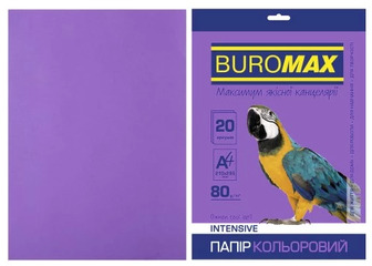 Папір кольоровий Buromax А4, 80 г/кв. м, Intensive, фіолетовий, 20 аркушів