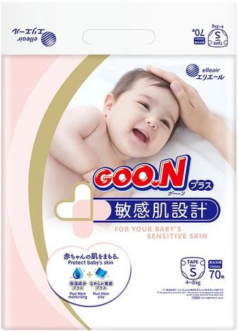 Підгузки GOO.N Plus для дітей 4-8 кг розмір S 70 штук (21000627)